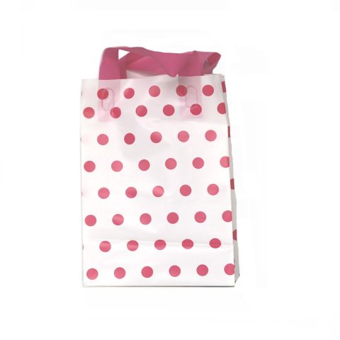 SOFTLOOP BAG SML 27H x 19.5W x 10G cm WHITE/PINK DOT (25 PER PACK)