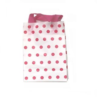 SOFTLOOP BAG SML 27H x 19.5W x 10G cm WHITE/PINK DOT (25 PER PACK)
