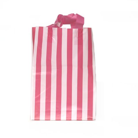 SOFTLOOP BAG MED 360Hx250Wx70Gmm WHITE/PINK STRIPE (25)-90 MICRONS