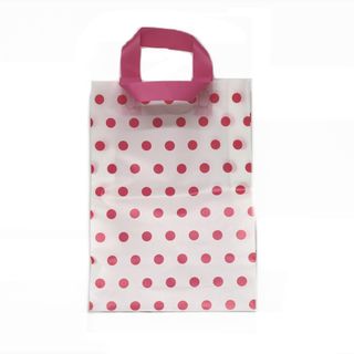 SOFTLOOP BAG MED 360Hx250Wx70Gmm WHITE/PINK DOT (25)-90 MICRONS