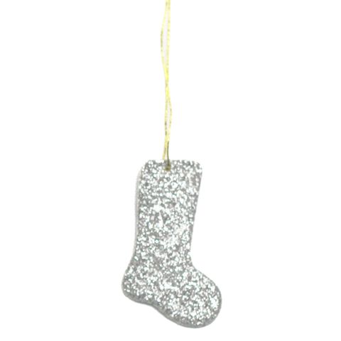 GLITTER SOCKS WITH CORD PKT OF 24 SILVER