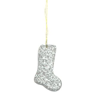 GIFT TAG GLITTER SOCKS SILVER - 24 PER PACK