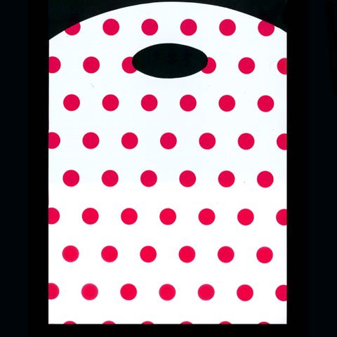 CURVE TOP BAG SML 30(H) x 21(W) cm WHITE/PINK DOTS (100/PK)-70 MIC