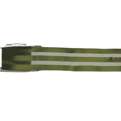 CAPILLI 38mm x 15Mtr OLIVE (WIRED-SATIN ORGANZA STRIPE)