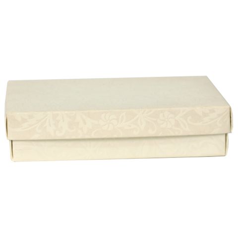 CHOC BOX MEDIUM 165(L)x110(W)x40(H)mm CREAM DIAMANTE (MIN BUY 10)