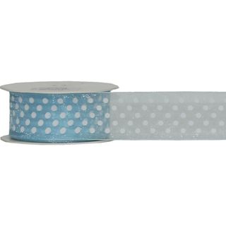 DA VINCI DOT 38mm x 20Mtr PALE BLUE / WHITE DOTS