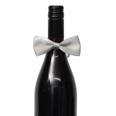 WINE BOTTLE BOW TIE - SILVER (PACK OF 12)