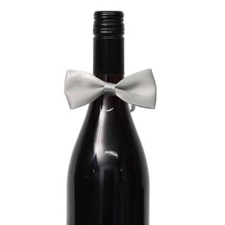 WINE BOTTLE BOW TIE - SILVER (PACK OF 12)