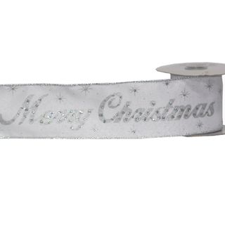 MERRY CHRISTMAS 64mm x 9Mtr WHITE/ SILVER WRITING(WIRED)-NO RETURN