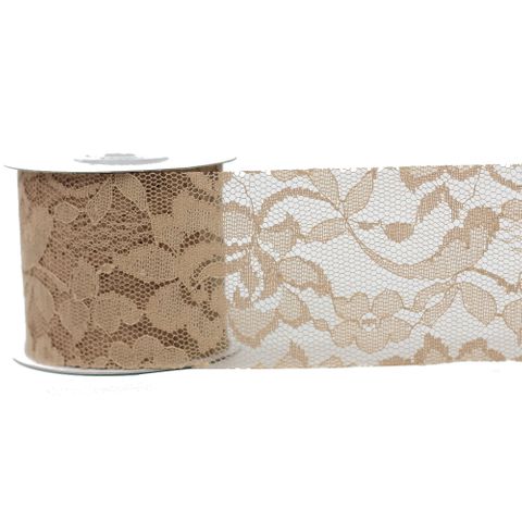 DELICATE LACE 64mm x 9Mtr BROWN