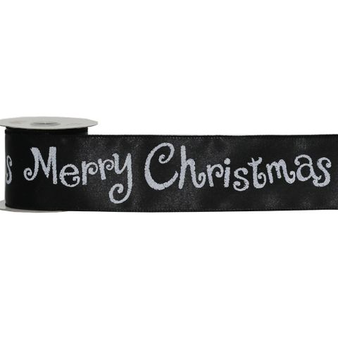 MERRY CHRISTMAS 64mm x 9Mtr BLACK / WHITE WRITING (WIRED)