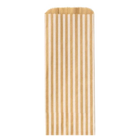 PAPER BAG SMALL BROWN/WHITE STRIPE 90(L)x235(H)x55mm 250/PACK