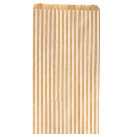 PAPER BAG MEDIUM BROWN/WHITE STRIPE 15L x 29H x 4G cm 250/PACK