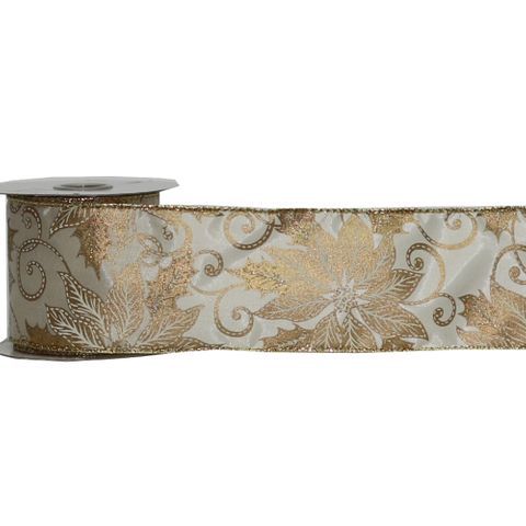 POINSETTIA 60mm x 9Mtr CREAM (WIRED)
