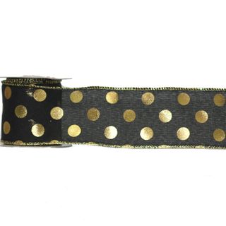 SIMPLY DOTS BLACK/GOLD 60mm X 9M (WIRED)