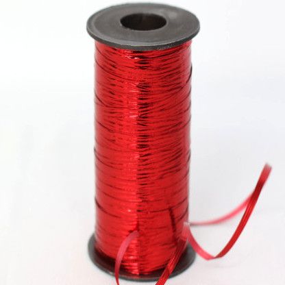 CURLING RIBBON METAL EMBOSSED 5mm x 460Mtr RED