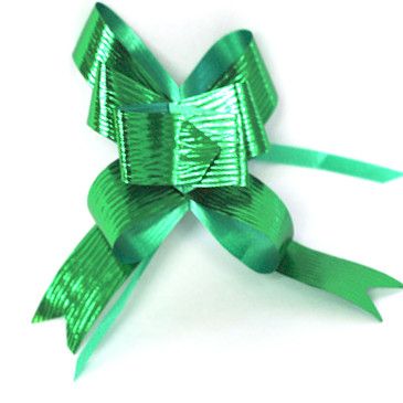 PULL BOW METALLIC EMBOSSED 22mm EMERALD (PACK OF 100)