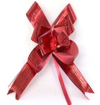 PULL BOW METALLIC EMBOSSED 22mm RED (PACK OF 100)