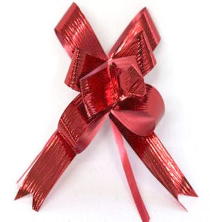 PULL BOW METALLIC EMBOSSED 22mm RED (PACK OF 100)