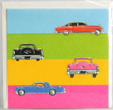 GIFT CARD VINTAGE CARS 78mm X 78mm MIN BUY 10