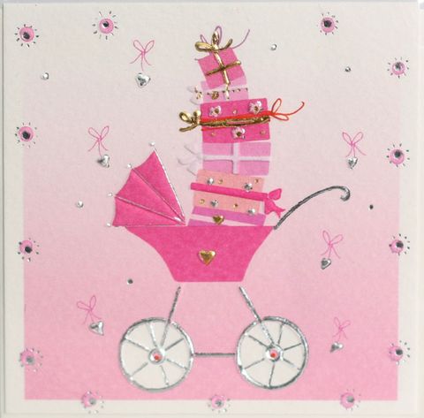 GIFT CARD PINK PRAM 78mm X 78mm MIN BUY 10