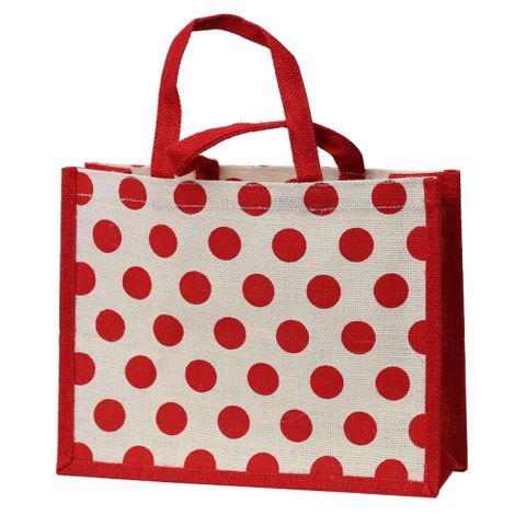 RED DOT JUTE BAG 23.5(H)x30(W)x10(G) cm