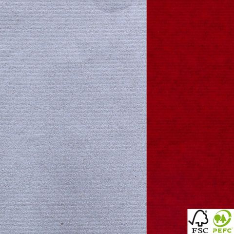 RIB KRAFT DOUBLE SIDED 500mm x 50Mtr RED/SILVER