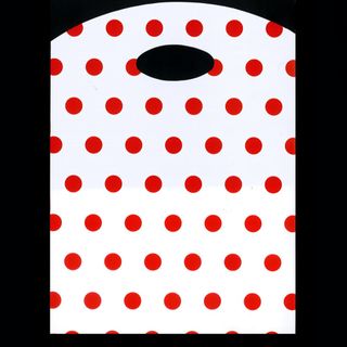 CURVE TOP BAG SML 30(H) x 21(W) cm WHITE/RED DOTS (100/PK )-70 MIC