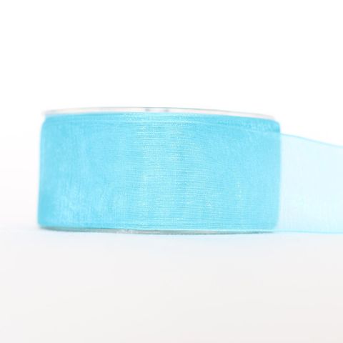 ORGANZA WOVEN EDGE 38mm x 50Mtr TURQUOISE