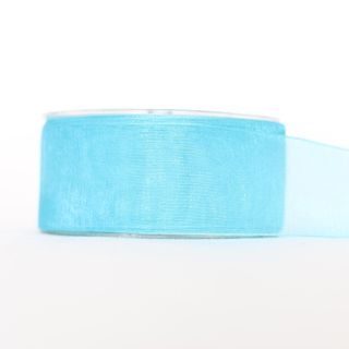 ORGANZA WOVEN EDGE 38mm x 50Mtr TURQUOISE