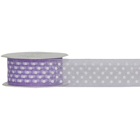 DA VINCI DOT 38mm x 20Mtr LILAC / WHITE DOTS