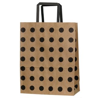 KRAFT BAG BROWN/BLACK SPOT LARGE 33Hx25Wx13GCM-SQUARE HANDLE PK10