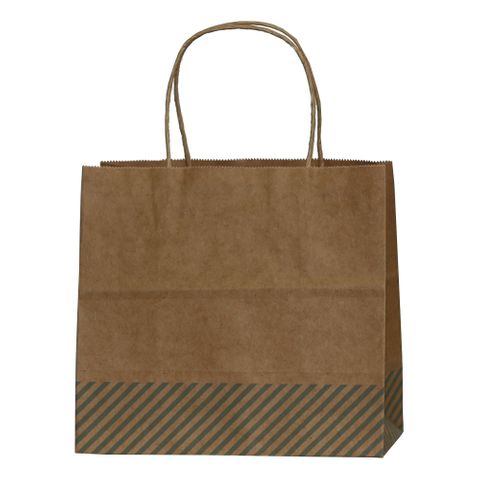 KRAFT BAG BROWN OBLIQUE STRIPE BLUE SML 19Hx21Wx11Gcm PACK OF 10