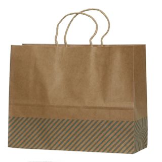 KRAFT BAG BROWN OBLIQUE STRIPE BLUE LRG 25H x 32W x 11G cm PK OF10