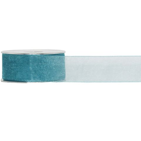 ORGANZA WOVEN EDGE 38mm x 50Mtr TEAL