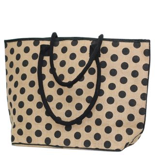 NATURAL JUTE BAG WITH BLACK DOT 38(H)x 55(W) X 16(G) cm