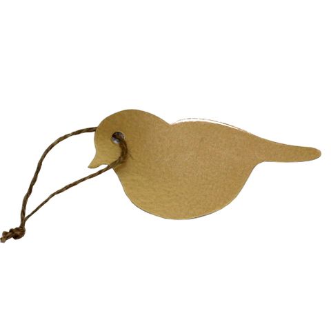 GIFT TAG BROWN BIRDIE -12 PER PACK