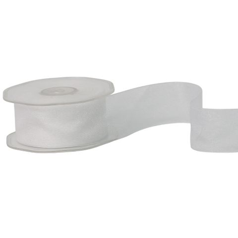 ORGANZA WOVEN EDGE 38mm x 50Mtr WHITE