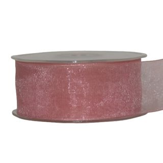 ORGANZA WOVEN EDGE 38mm x 50Mtr DUSKY PINK