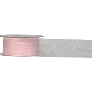 ORGANZA WOVEN EDGE 38mm x 50Mtr PALE PINK