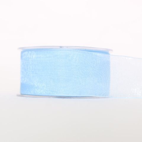 ORGANZA WOVEN EDGE 38mm x 50Mtr PALE BLUE