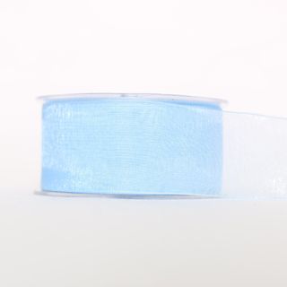 ORGANZA WOVEN EDGE 38mm x 50Mtr PALE BLUE