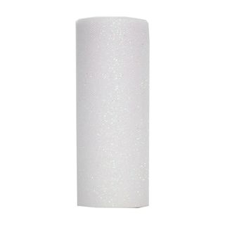 TULLE GLITTER 150mm x 25Mtr WHITE