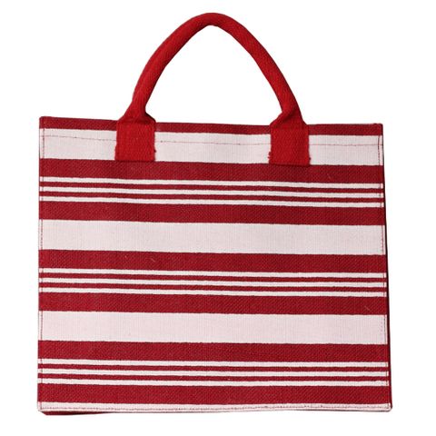 RED STRIPE JUTE BAG 30(H)x35(W)x14(G) CM