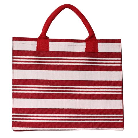 RED STRIPE JUTE BAG 30(H)x35(W)x14(G) CM