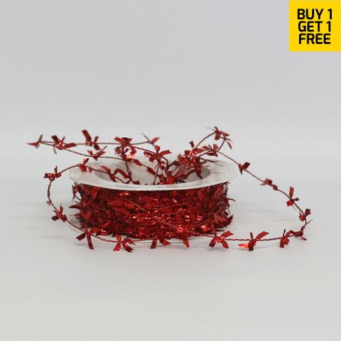 BUTTERFLY TINSEL 1mm x 25M RED-BUY 1 GET 1 FREE