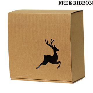BROWN CORRUGATED BOX REINDEER 20Lx20Wx10Hcm SMALL- FREE RIBBON