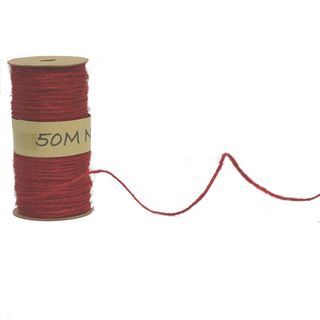 HEMP ROPE ON SPOOL 2mm x 50 Mtr RED