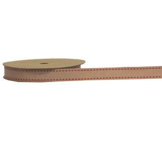 MEMPHIS RIBBON 15mm x 10Mtr NATURAL WITH RED STITCHING