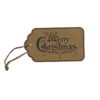GIFT TAG BROWN MERRY CHRISTMAS BLACK - 10 PER PACK